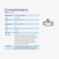 (H-I / SI1-SI2) Signature By Modern Bride Womens 2 CT. T.W. Lab Grown White Diamond 14K Gold  Pear Bridal Set