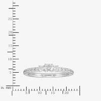 (H-I / Si1-Si2) Womens 1/2 CT. T.W. Lab Grown White Diamond Sterling Silver Round Delicate Side Stone Promise Ring