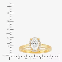 (H-I / Si1-Si2) Womens 1 CT. T.W. Lab Grown White Diamond 10K Gold Oval Halo Engagement Ring