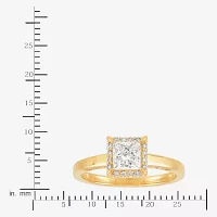 H-I / Si1-Si2) Womens 1/ CT. T.W. Lab Grown White Diamond 10K Gold Halo Engagement Ring