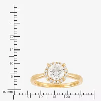 (H-I / Si1-Si2) Womens 1 1/4 CT. T.W. Lab Grown White Diamond 10K Gold Round Halo Engagement Ring