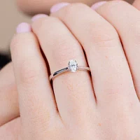 G / Si2) Womens 1/2 CT. Lab Grown White Diamond 10K Gold Oval Solitaire Engagement Ring