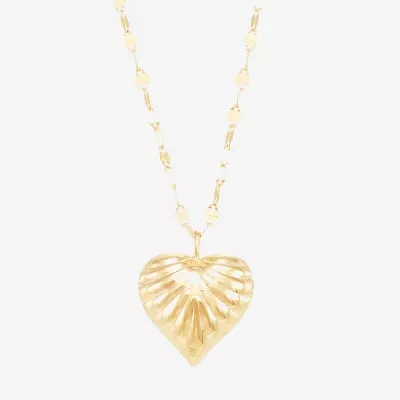 Womens 10K Gold Heart Pendant Necklace