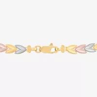 14K Tri-Color Gold 7.5 Inch Solid Link Butterfly Link Bracelet