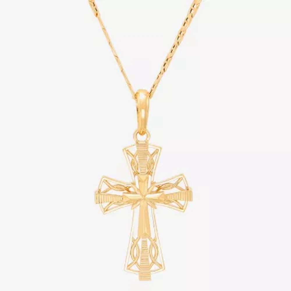 Womens 10K Gold Cross Pendant Necklace