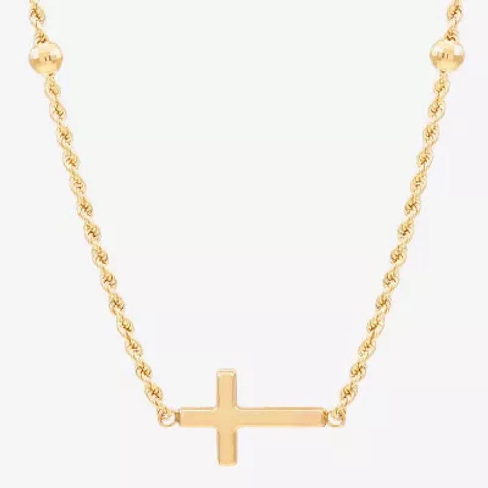 Womens 10K Gold Cross Pendant Necklace