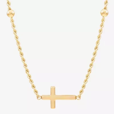 Womens 10K Gold Cross Pendant Necklace