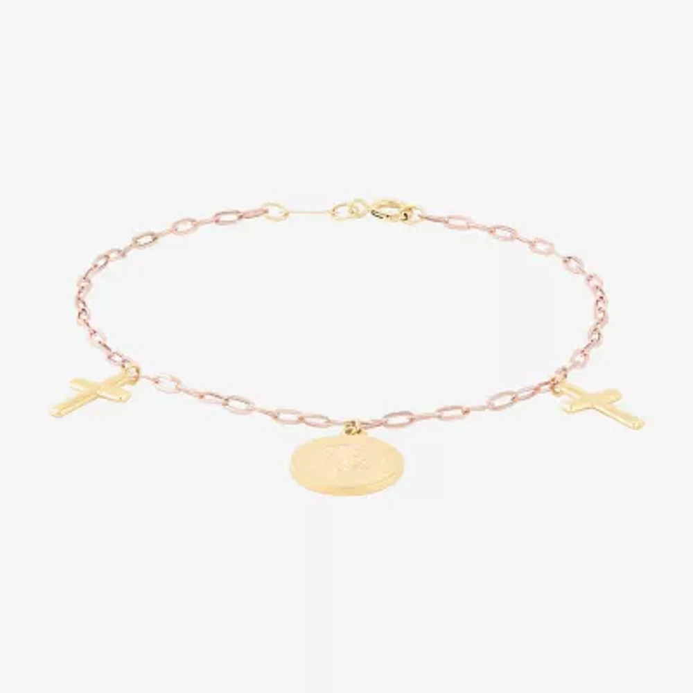 St. Christopher 14K Gold Cross Charm Bracelet