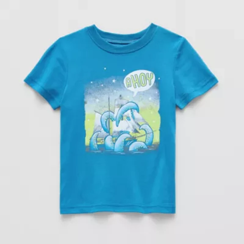Okie Dokie Toddler & Little Boys Crew Neck Short Sleeve Graphic T-Shirt