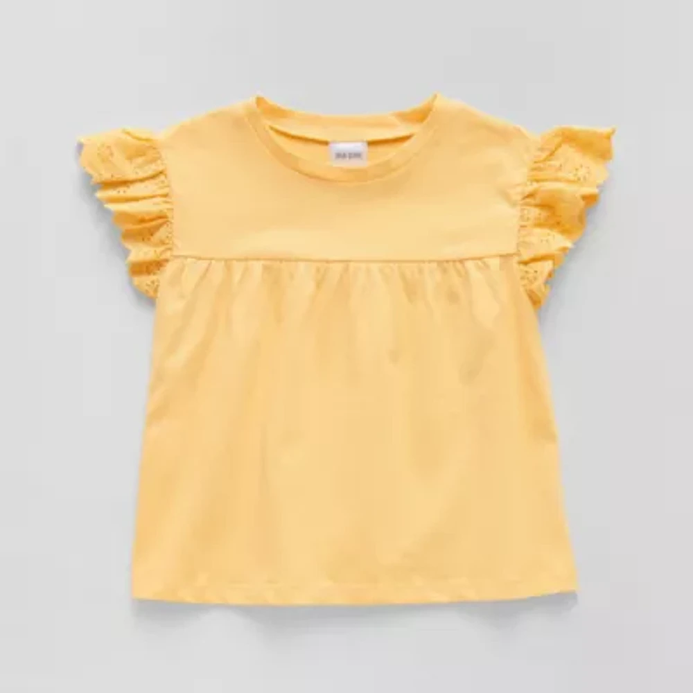 Okie Dokie Toddler & Little Girls Round Neck Short Sleeve Peplum Top