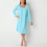 Adonna Womens Long Sleeve Round Neck Nightgown