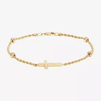 10K Gold 7.5 Inch Hollow Rope Cross Link Bracelet