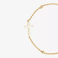 10K Gold 7.5 Inch Hollow Rope Cross Link Bracelet