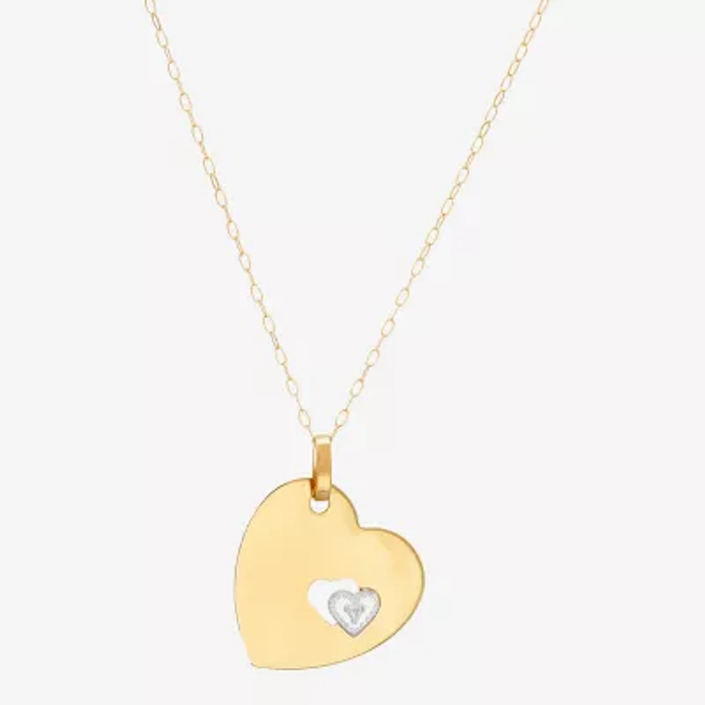 Womens 10K Two Tone Gold Heart Pendant Necklace