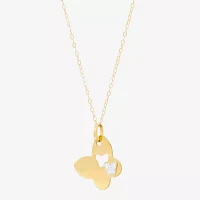 Womens 10K Two Tone Gold Butterfly Pendant Necklace