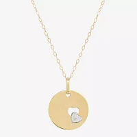 Womens 10K Two Tone Gold Circle Heart Pendant Necklace