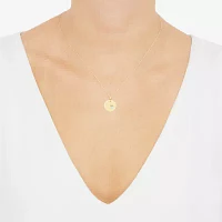 Womens 10K Two Tone Gold Circle Heart Pendant Necklace