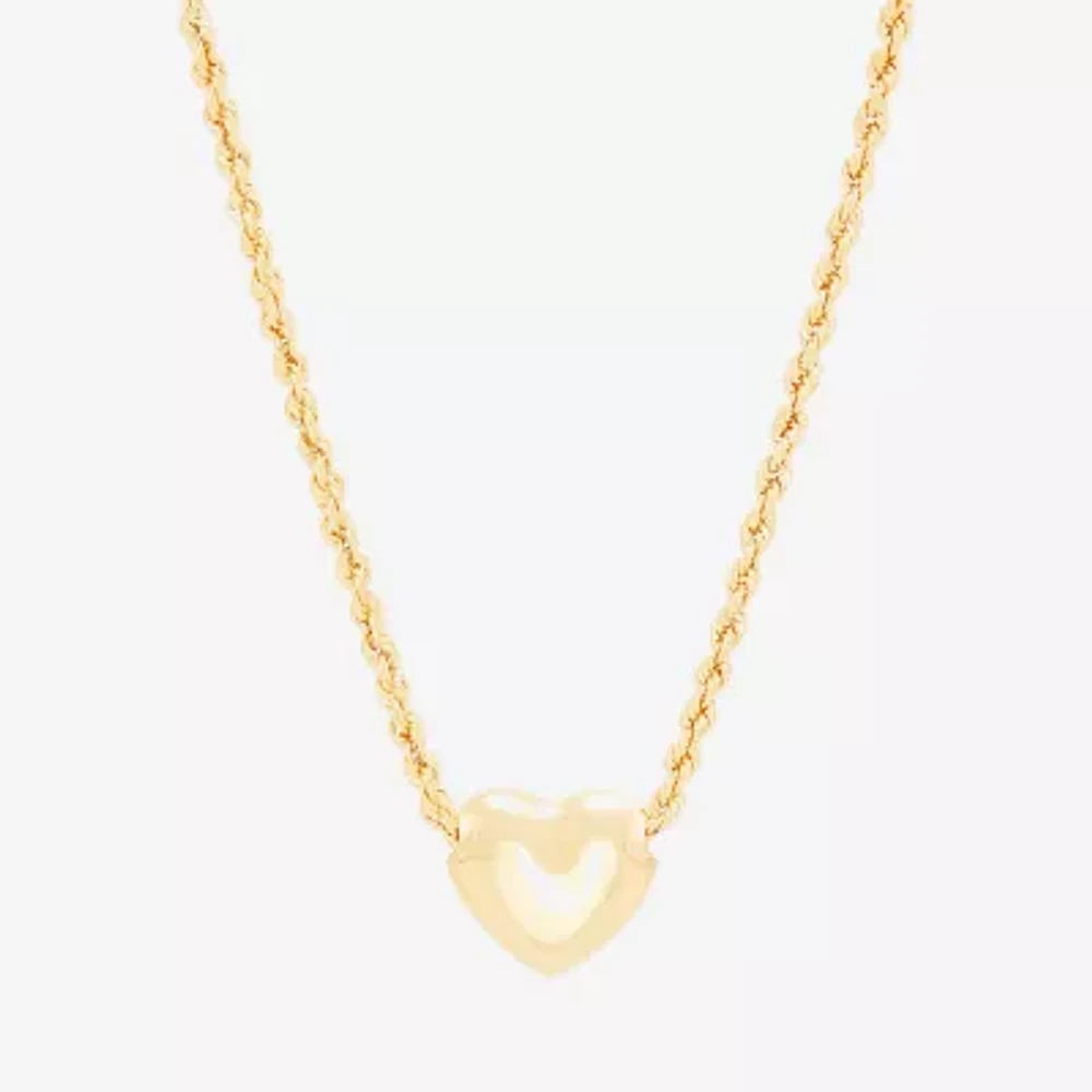 Womens 10K Gold Heart Pendant Necklace