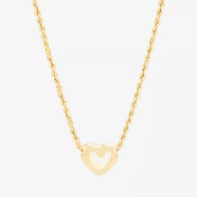 Womens 10K Gold Heart Pendant Necklace