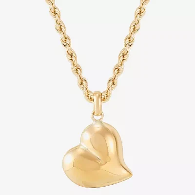 Womens 10K Gold Heart Pendant Necklace