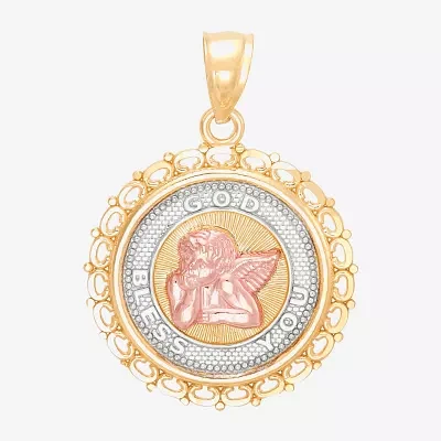 Unisex Adult 10K Two Tone Gold Round Pendant