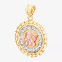 Unisex Adult 10K Two Tone Gold Round Pendant