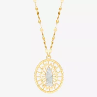 Womens 14K Gold Round Pendant Necklace