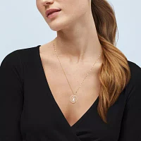 Womens 14K Gold Round Pendant Necklace