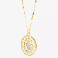 Womens 14K Gold Round Pendant Necklace