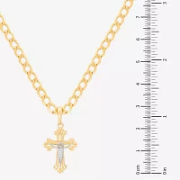 Womens 10K Two Tone Gold Cross Pendant Necklace