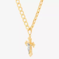 Womens 10K Two Tone Gold Cross Pendant Necklace