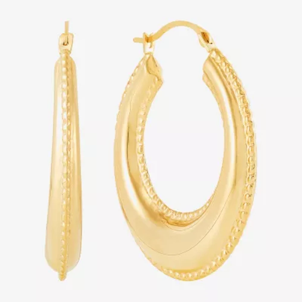 14K Gold 28mm Round Hoop Earrings