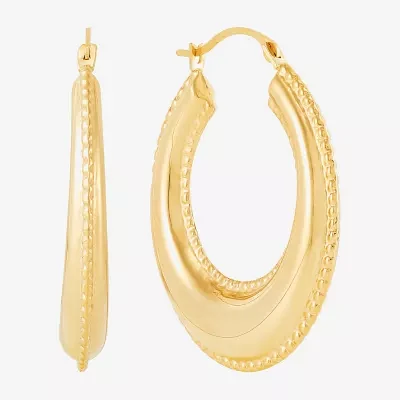 14K Gold 28mm Round Hoop Earrings