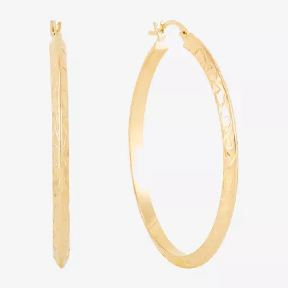 14K Gold 35mm Round Hoop Earrings