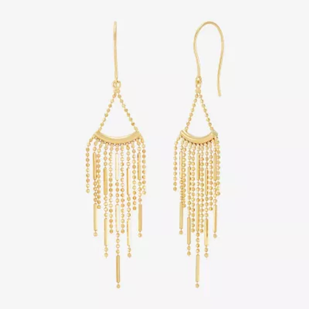 10K Gold Round Drop Earrings