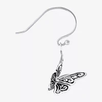 Bali Inspired Sterling Silver Butterfly Drop Earrings