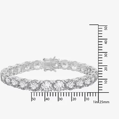 Diamonart White Cubic Zirconia Sterling Silver Round 7.25 Inch Tennis Bracelet