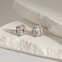 Diamonart White Cubic Zirconia Sterling Silver 10.3mm Stud Earrings