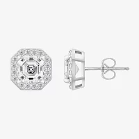 Diamonart White Cubic Zirconia Sterling Silver 10.3mm Stud Earrings