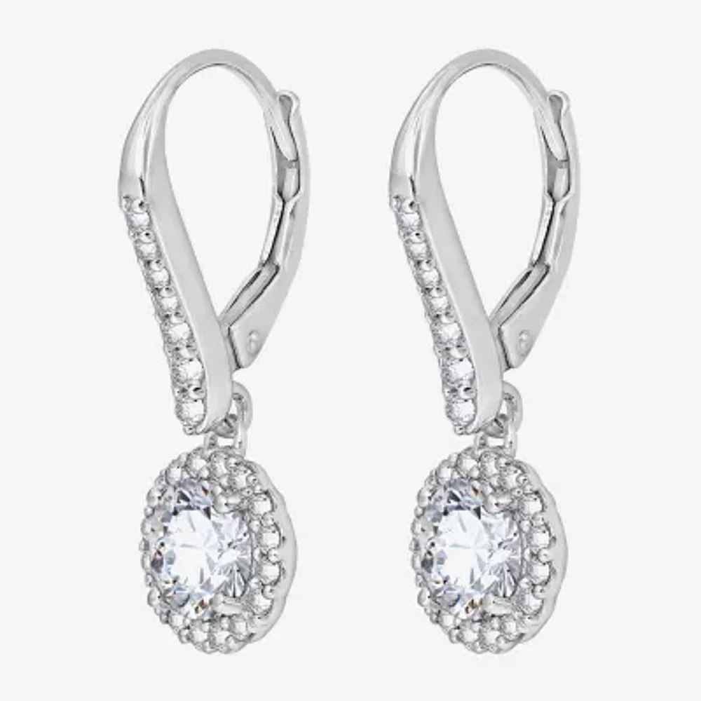 Diamonart Womens Cubic Zirconia Sterling Silver Round Drop Earrings