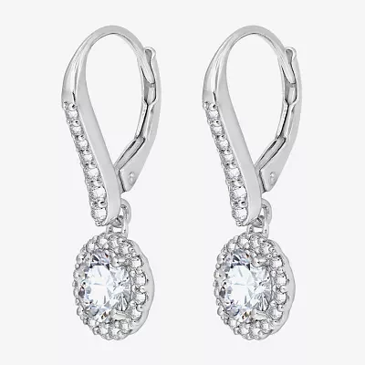 Diamonart Womens Cubic Zirconia Sterling Silver Round Drop Earrings