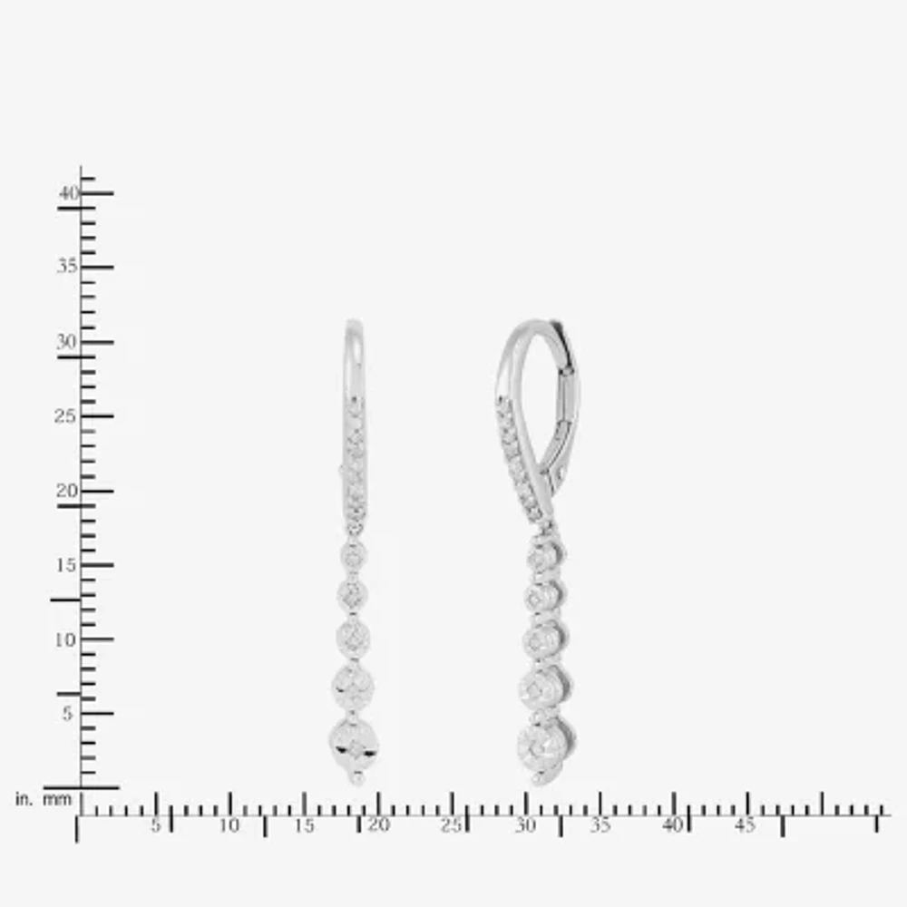 1/ CT. T.W. Natural White Diamond Sterling Silver Drop Earrings