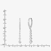 1/ CT. T.W. Natural White Diamond Sterling Silver Drop Earrings