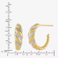 1/5 CT. Natural White Diamond 14K Gold Over Silver Sterling Silver 17.8mm Hoop Earrings