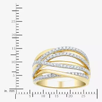 (H-I/ Si1-Si2) Womens 1/2 CT. T.W. Lab Grown White Diamond 14K Gold Over Silver Cocktail Ring