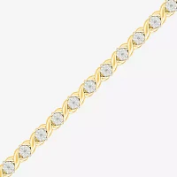 1/10 CT. T.W. Natural White Diamond Sterling Silver or 14K Gold Over 7.5 Inch Tennis Bracelet