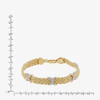 18K Gold Over Silver 7.25 Inch Solid Rope Chain Bracelet