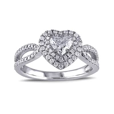 1 CT.T.W. Natural Diamond 14K White Gold Openwork Heart Ring