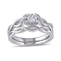 1/ CT.T.W. Natural Diamond 14K White Gold Bridal Ring Set