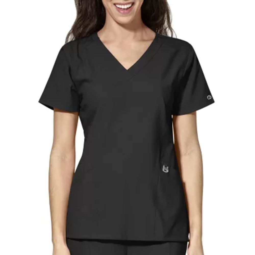 Wink® W123 Stylized Womens V Neck Moisture Wicking Wrinkle Resistant Quick Dry Short Sleeve Scrub Top